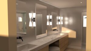Early Process Vanity Rendering with exact geometries by Steffi Reyes-Thomas for JG Color Studio.
